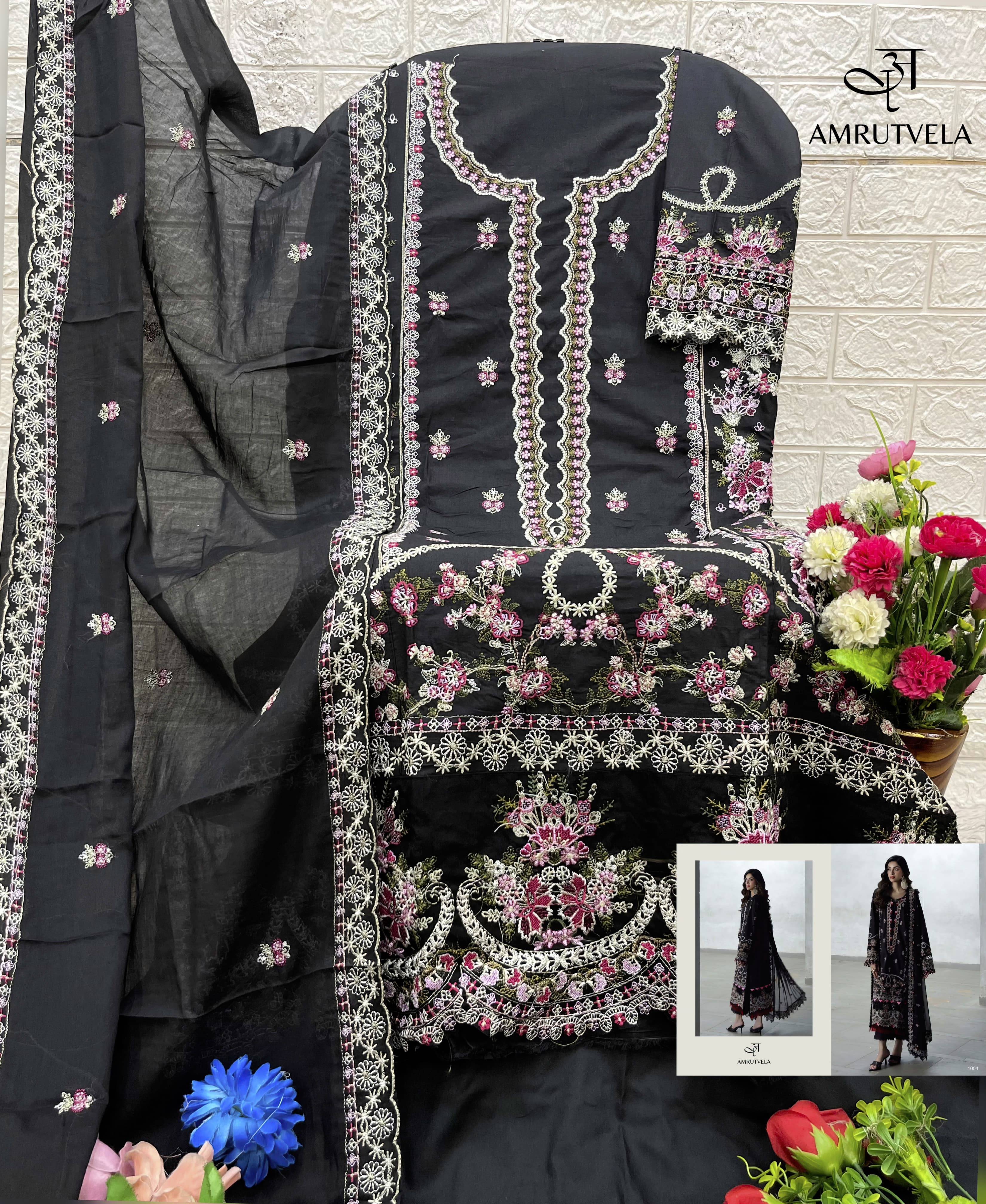  Ombre classic heavy embroidery duppta collection BY AMRUTVELA TEXTILE 1001 TO 1004 SERIES Pakistani Stylish Embroidered pure cotton Dresses At Wholesale Price